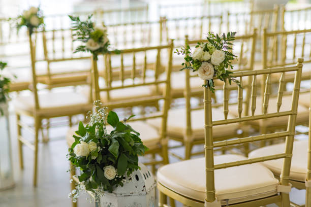 istock Aisle flower decoration for garden wedding ceremony 1222590694
