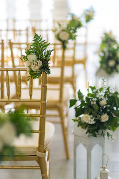 istock Aisle flower decoration for garden wedding ceremony 1222590701
