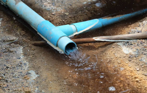Blue plastic drain pipe stock photo