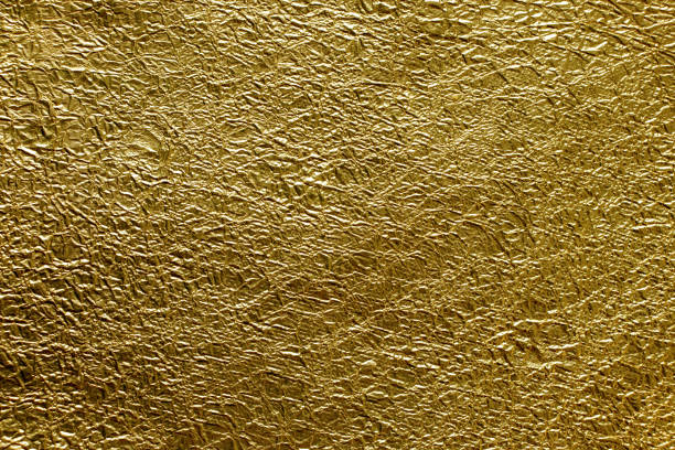 istock Yellow metal crumpled texture 1222594722