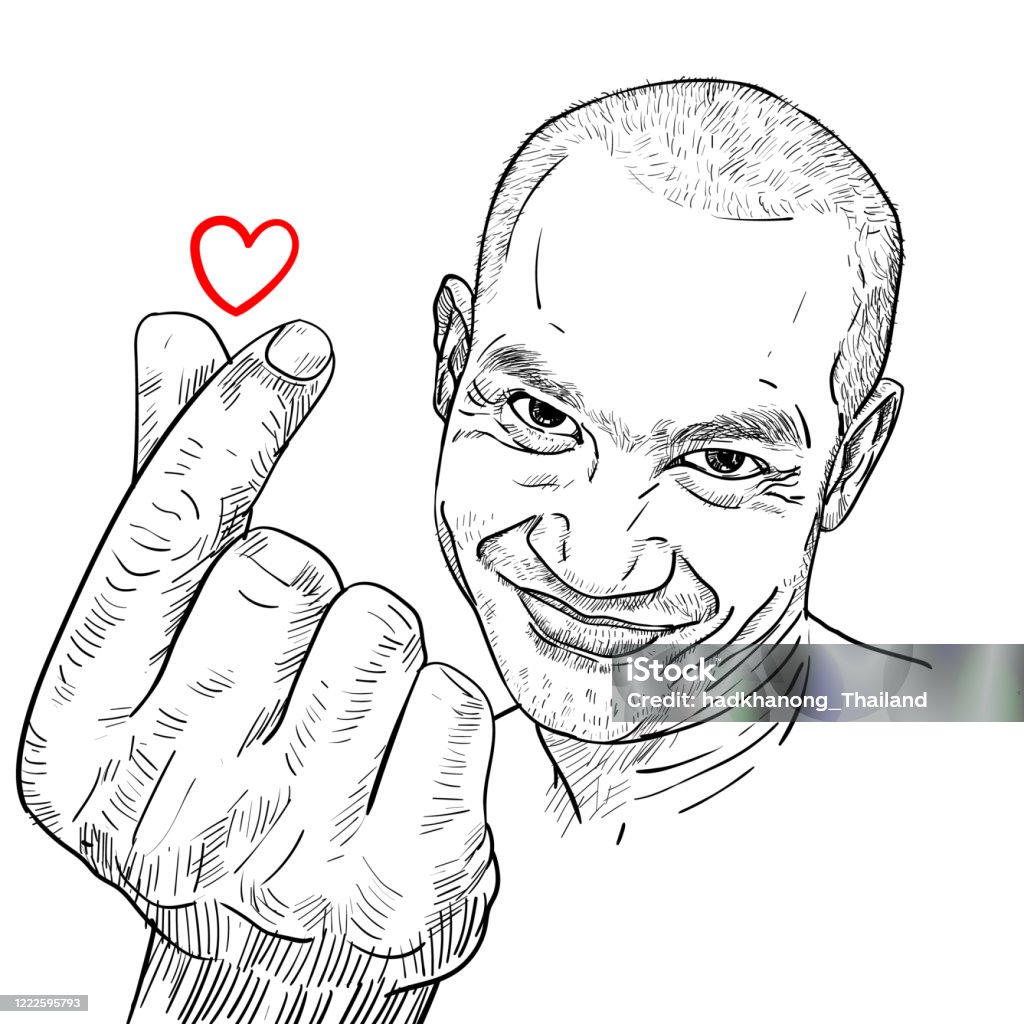 Vẽ Chân Dung Hài Hước Của Anh Chàng Châu Á Thể Hiện Trái Tim Nhỏ ...
