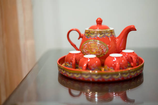 istock Teapot and cups for Chinese wedding tea ceremony 1222595907
