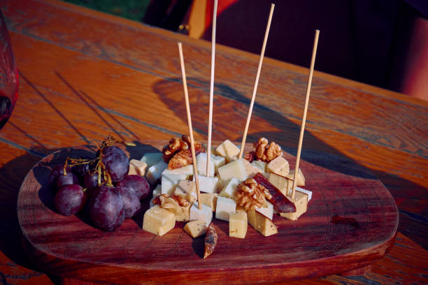 istock Gourmet wine concept,  grape, cheese , fig and walnut 1222595944