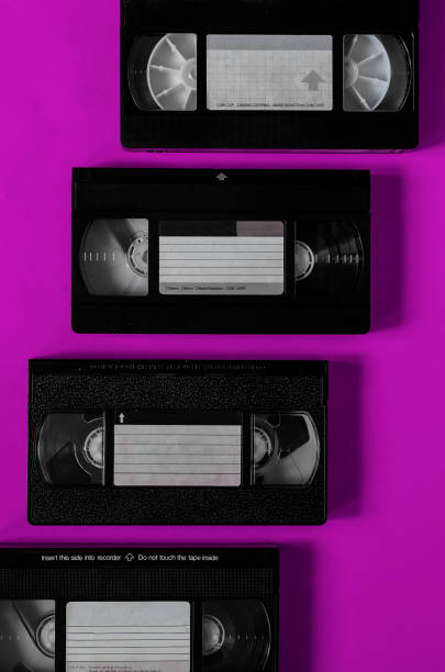 istock Four plastic video cassettes with a family video archive. 1222596210