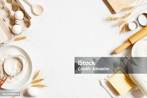 istock Baking background with organic ingredients 1222596313