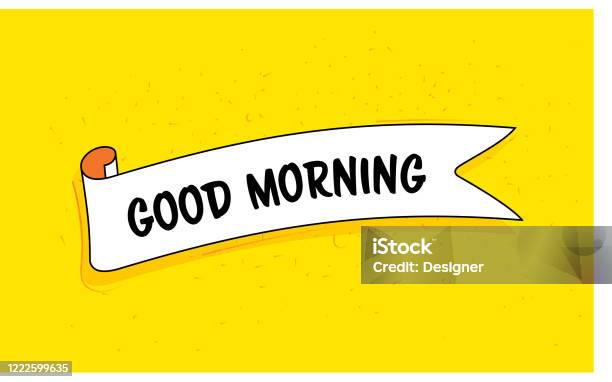 Vetores de Banner De Fita Da Moda Com Texto Bom Dia Design De Estilo Retrô  e mais imagens de Amarelo - iStock