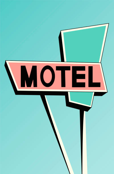 Welcome. Creative concept travel vector illustration hotel hostel motel sign signboard on the road. motel stock illustrations