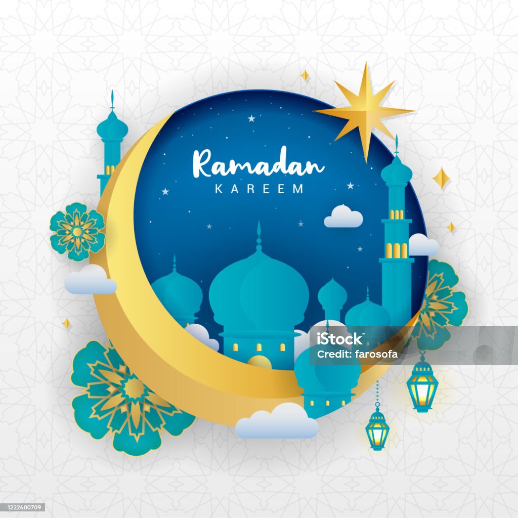 Ramadan Kareem Greeting Card Vector Illustration Beautiful ...