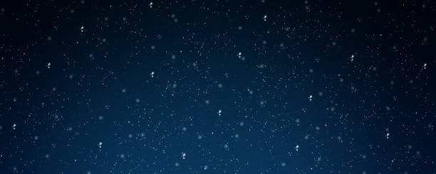 istock Shiny stars on night sky background - horizontal panoramic banner for Your design 1222600841