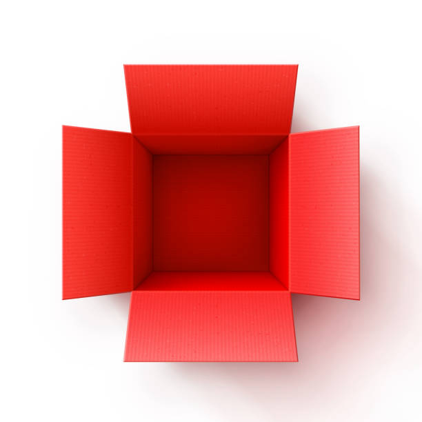 Open Cardboard Red Box Open cardboard red box. Corrugated Cardboard. big cardboard box stock illustrations