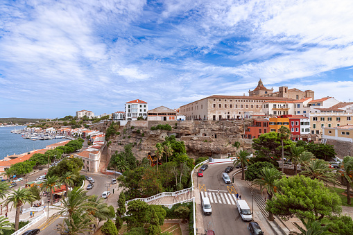 Mao-Mahon / Menorca (Balearic Islands) - Spain. September 02, 2019: View of the old town and port of Mao