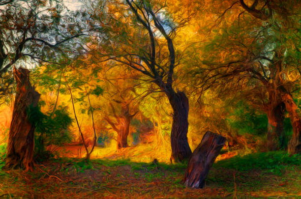 istock Oil landscape painting 1222603819