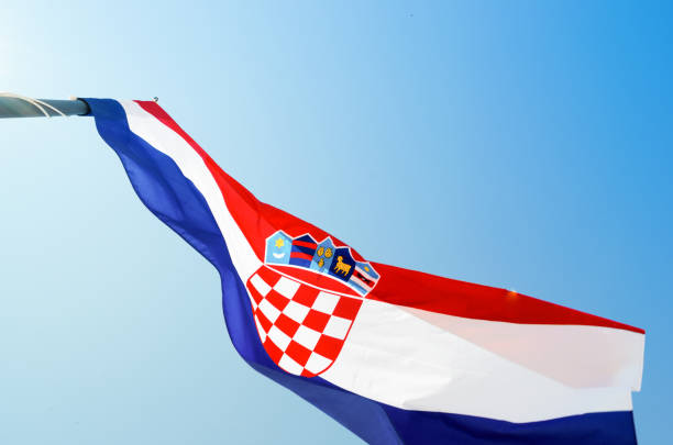 Croatia's national flag on a pole during the day Croatia's national flag on a pole during the day„„ croatian culture photos stock pictures, royalty-free photos & images