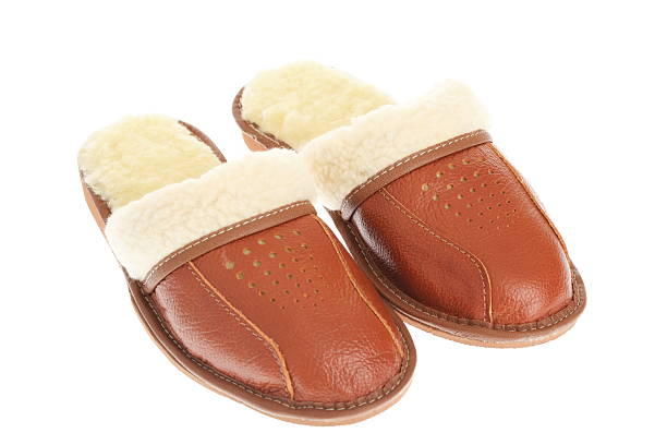 istock brown slippers isolated on a white background. 122260705