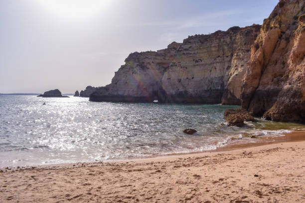 istock Empty beach between cliffs. Uncrowded travel concept. Algarve, Portugal 1222609261