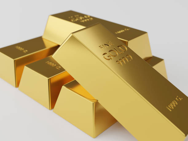istock Macro view of stacks of gold bars 1222610202