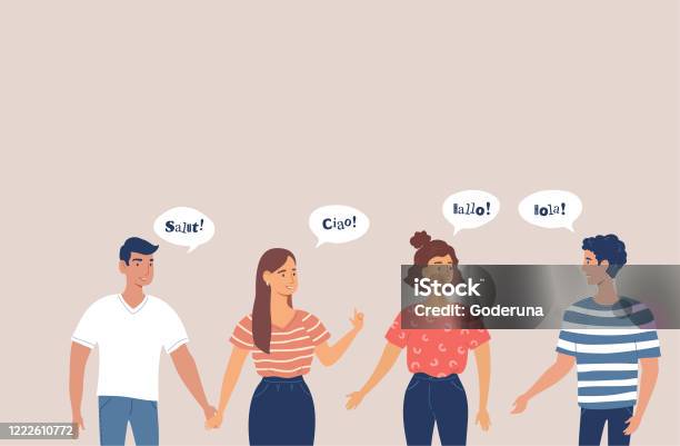 Multilingual Image Multilingual Greeting Flat Vector Illustration International ...
