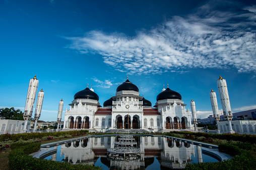 The atmosphere of grandeur Baiturrahman Great Mosque  April 18, 2020 on Banda Aceh, Aceh province, Indonesia
