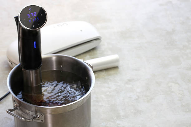 sous vide cooking, low temperature cooking stock photo