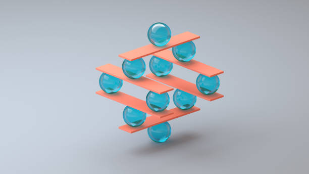 Jenga game color block tower with balls