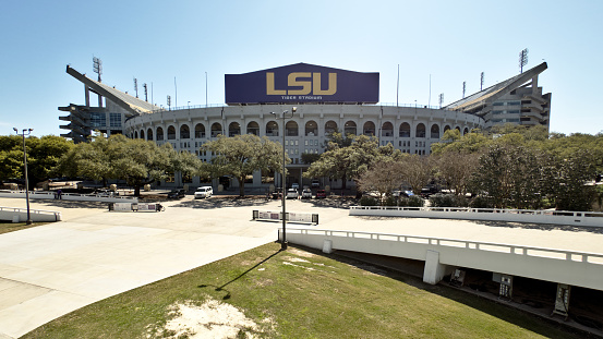 Baton Rouge, Louisiana, USA - 2020: Tiger Stadium, popularly known as Death Valley, is an outdoor stadium located on the campus of Louisiana State University, and home of the LSU Tigers football team.