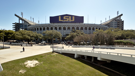 Baton Rouge, Louisiana, USA - 2020: Tiger Stadium, popularly known as Death Valley, is an outdoor stadium located on the campus of Louisiana State University, and home of the LSU Tigers football team.