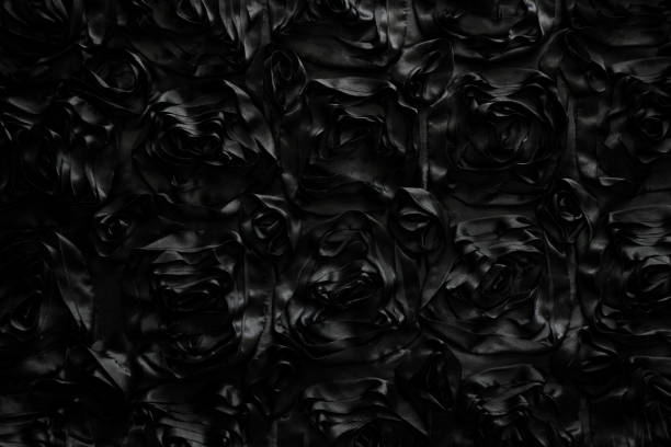 istock Black floral fabric monochrome background 1222620400