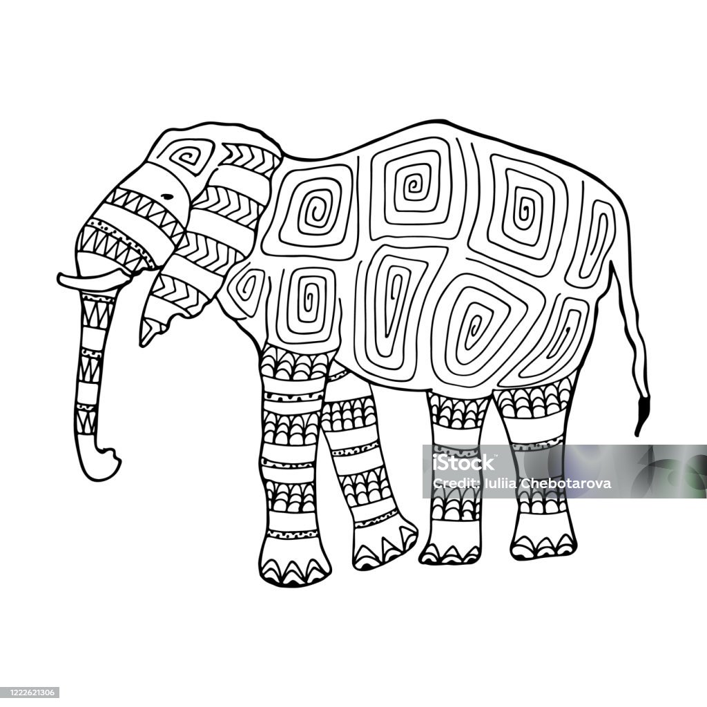 The elephant for coloring page. Coloring stock illustration