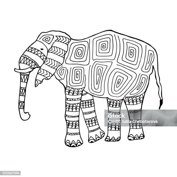 The Elephant For Coloring Page Stock Illustration - Download Image Now - Coloring, Elephant, Illustration