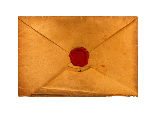 Old vintage paper envelope with red sealing wax