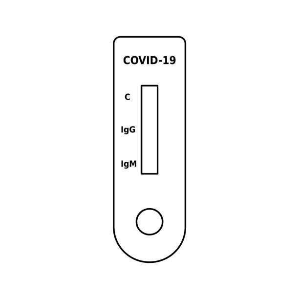 schnelles covid 19-diagnose-testliniensymbol. coronavirus-erkennung ein stufiger test. - corona test stock-grafiken, -clipart, -cartoons und -symbole