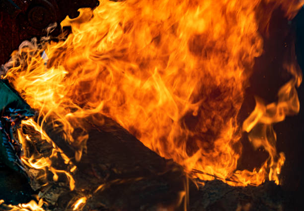 istock The fire, burning debris, there is no focus. Large burning fire. 1222631253