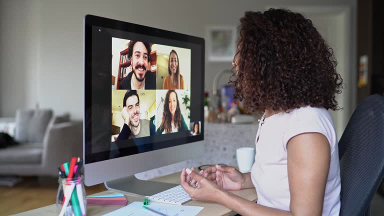 Multi-ethnic group of people in a video conference