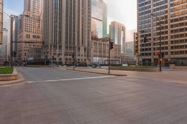 istock Chicago City empty streets under the coronavirus. City under lockdown. 1222634768