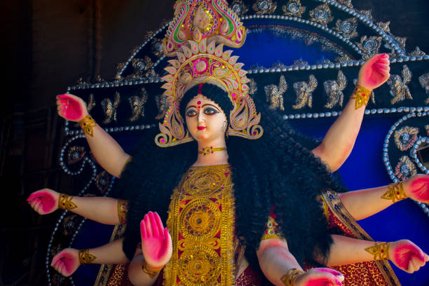istock An Indian Deity : Goddess Durga. The deity made out of clay is adorned with decorative work 1222635716