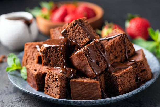 istock Homemade chocolate cake cut in squares 1222636017