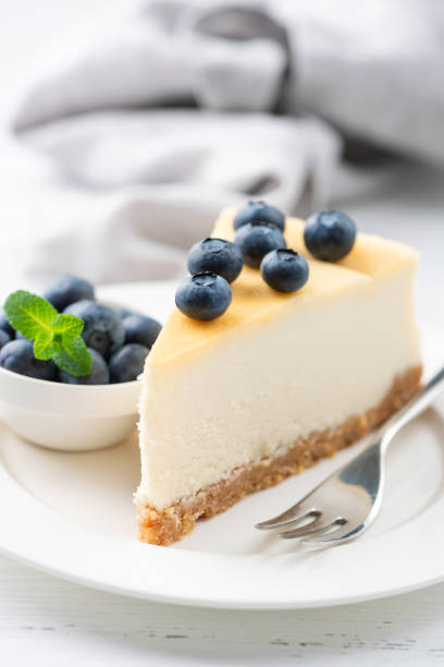istock Slice of cheesecake topped with blueberries 1222636030