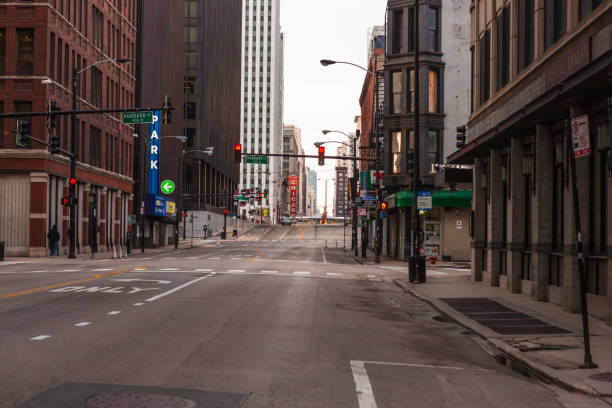 istock Chicago City empty streets under the coronavirus. City under lockdown. 1222639281