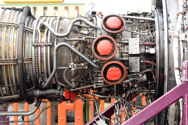 istock Aircraft Jet engine maintenance in airplane hangar 1222641737