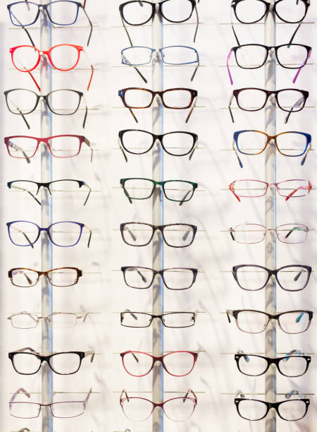 istock Glasses showcase in modern optic shop 1222643026