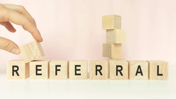 istock Referral Word In Wooden Cube on a light background 1222644843
