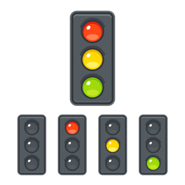 Traffic light icon set Traffic light icon set with red, yellow and green light. Vector clip art illustration in simple cartoon style. red light stock illustrations