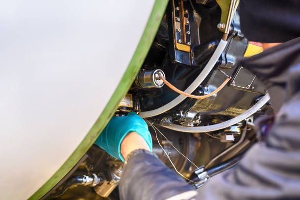 istock Aircraft engineer repairing and maintaining an airplane jet engine 1222648266