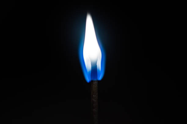 Lit Match Burning in Strong Wind, Flame Blowing Sideways; The flame is perfectly positioned to underline any text you place over it!