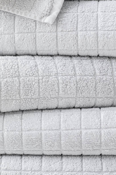 istock Orderly Stack of Clean Folded White Cotton Towels 1222652392