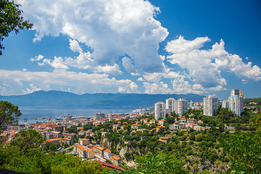 View over the town and harbour in Rijeka in Croatia