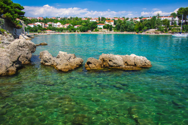 Picturesque coastline in Krk town on the island Krk, Croatia