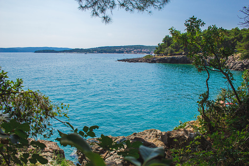 Picturesque coastline in Krk town on the island Krk, Croatia
