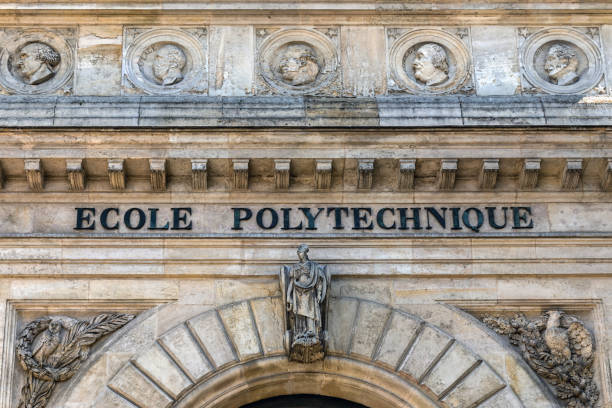 The old building of the Ecole Polytechnique in Paris Paris, France - September 02 2019: The facade of the old building of the Ecole Polytechnique at La montagne Sainte-Genevieve. ecole stock pictures, royalty-free photos & images