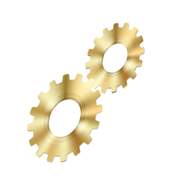 istock Techno Background with Geometric Gear Wheels Icon. Machinery Logo. Modern Mechanism Cog Concept. Technologic Mechanical Cogwheel Tool on White Background. Teamwork Symbol. Part of Transmission. 1222655733